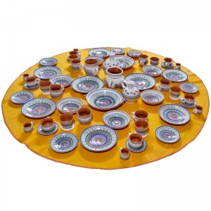 Set de masă din Ceramică de Horezu Tradițională 69 piese alb